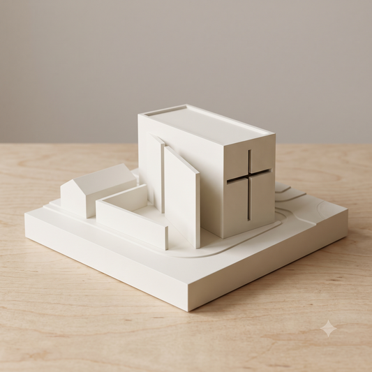 Church of the Light Model | Tadao Ando Miniature | Brutalist Concrete Architecture Gift | Japan | Architect Made