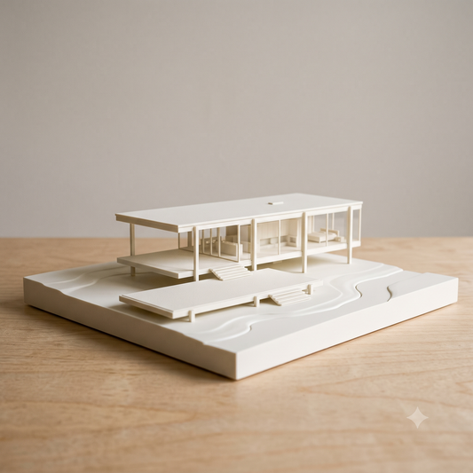 Farnsworth House Model | Mies van der Rohe Miniature | Modernist Architecture Gift | 3D Printed Glass House | Architect Gift