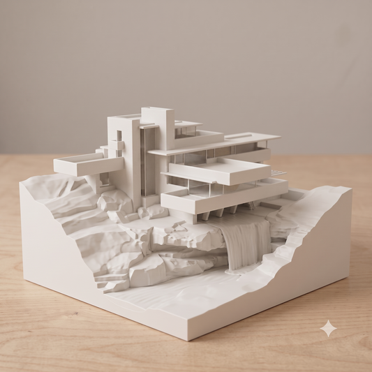 Fallingwater Model | Frank Lloyd Wright Miniature | Modernist Architecture Gift | 3D Printed Iconic House | Architect Gift