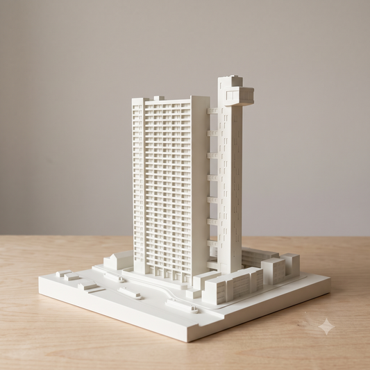 Trellick Tower Model | Brutalist Architecture Gift | Goldfinger London Miniature | Brutalism Decor | 3D Printed | Architect Made